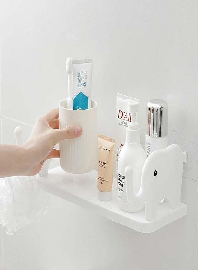 TASMAX Elephant self Adhesive Bathroom Shelf Organizer (Pack of 1) Shower Shelves for Bathroom Accessories Holder Bathroom Rack Without Drilling Bathroom Organiser washroom Shelf Adhesive Wall Shelf - Image 1